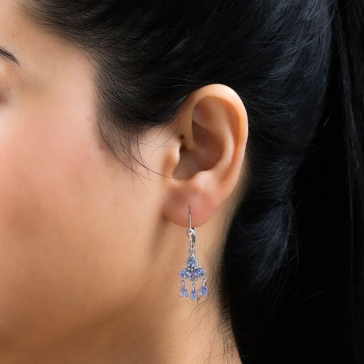 Tanzanite Chandelier Earrings in Platinum Over Sterling Silver 2.00 ctw image number 2