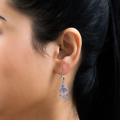 Tanzanite Chandelier Earrings in Platinum Over Sterling Silver 2.00 ctw