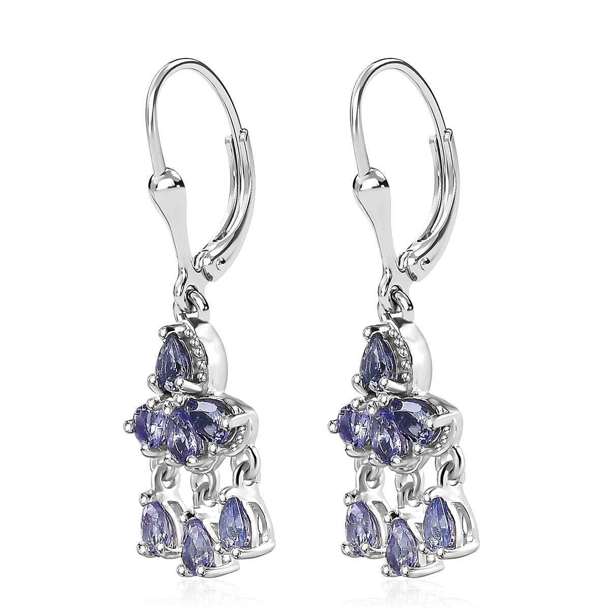 Tanzanite Chandelier Earrings in Platinum Over Sterling Silver 2.00 ctw