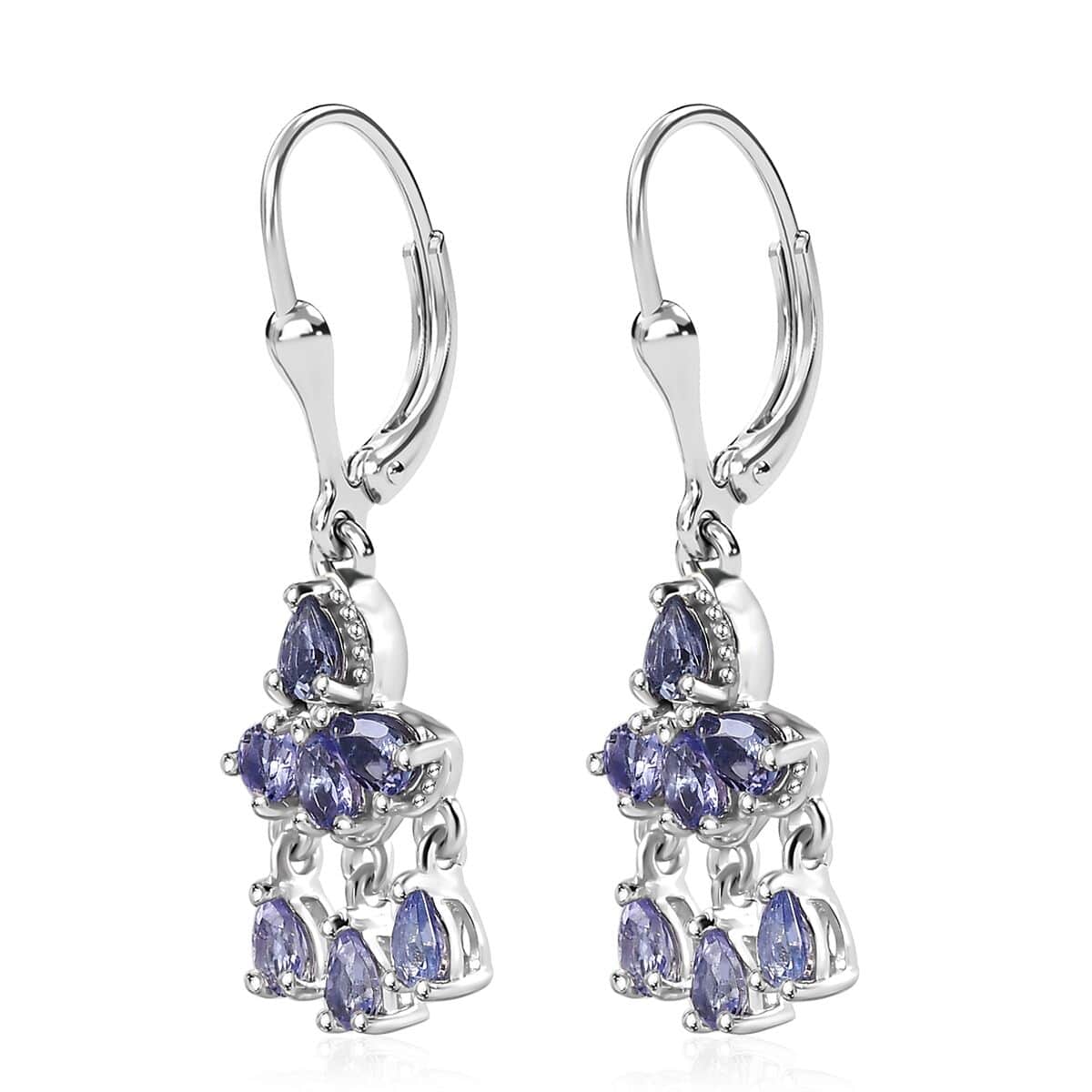 Tanzanite Chandelier Earrings in Platinum Over Sterling Silver 2.00 ctw image number 3