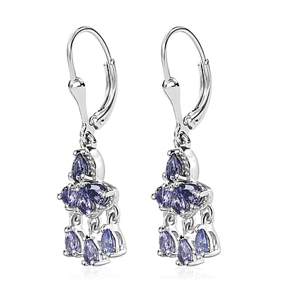 Tanzanite Chandelier Earrings in Platinum Over Sterling Silver 2.00 ctw