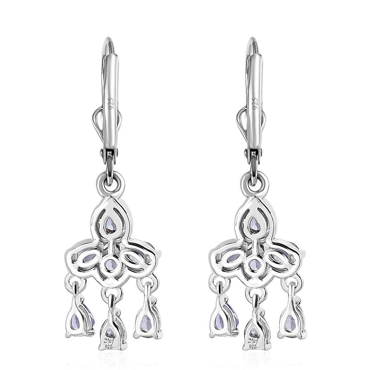 Tanzanite Chandelier Earrings in Platinum Over Sterling Silver 2.00 ctw