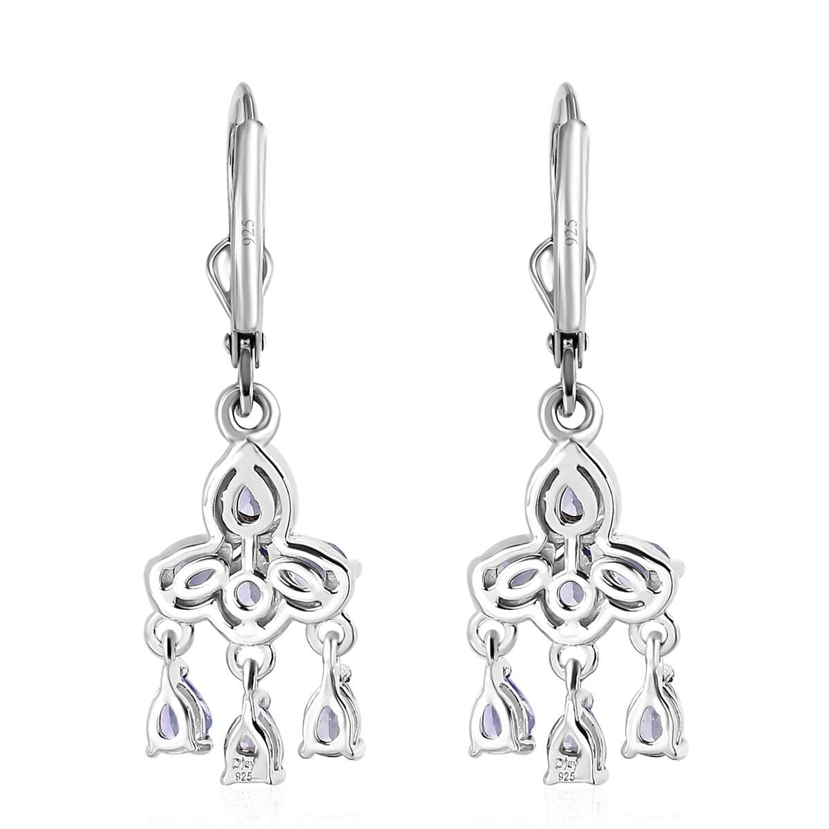 Tanzanite Chandelier Earrings in Platinum Over Sterling Silver 2.00 ctw image number 4