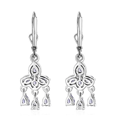 Tanzanite Chandelier Earrings in Platinum Over Sterling Silver 2.00 ctw