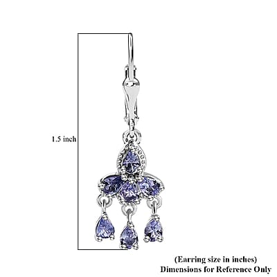 Tanzanite Chandelier Earrings in Platinum Over Sterling Silver 2.00 ctw