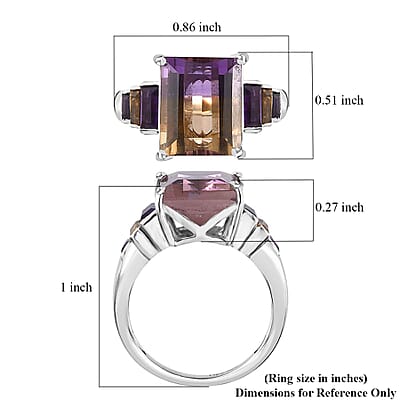 AAA Anahi Ametrine and Multi Gemstone Ring in Platinum Over Sterling Silver (Size 10.0) 5.90 ctw