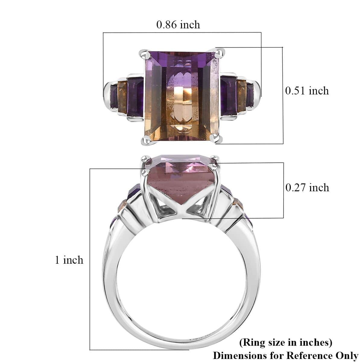 AAA Anahi Ametrine and Multi Gemstone Ring in Platinum Over Sterling Silver (Size 10.0) 5.90 ctw image number 5