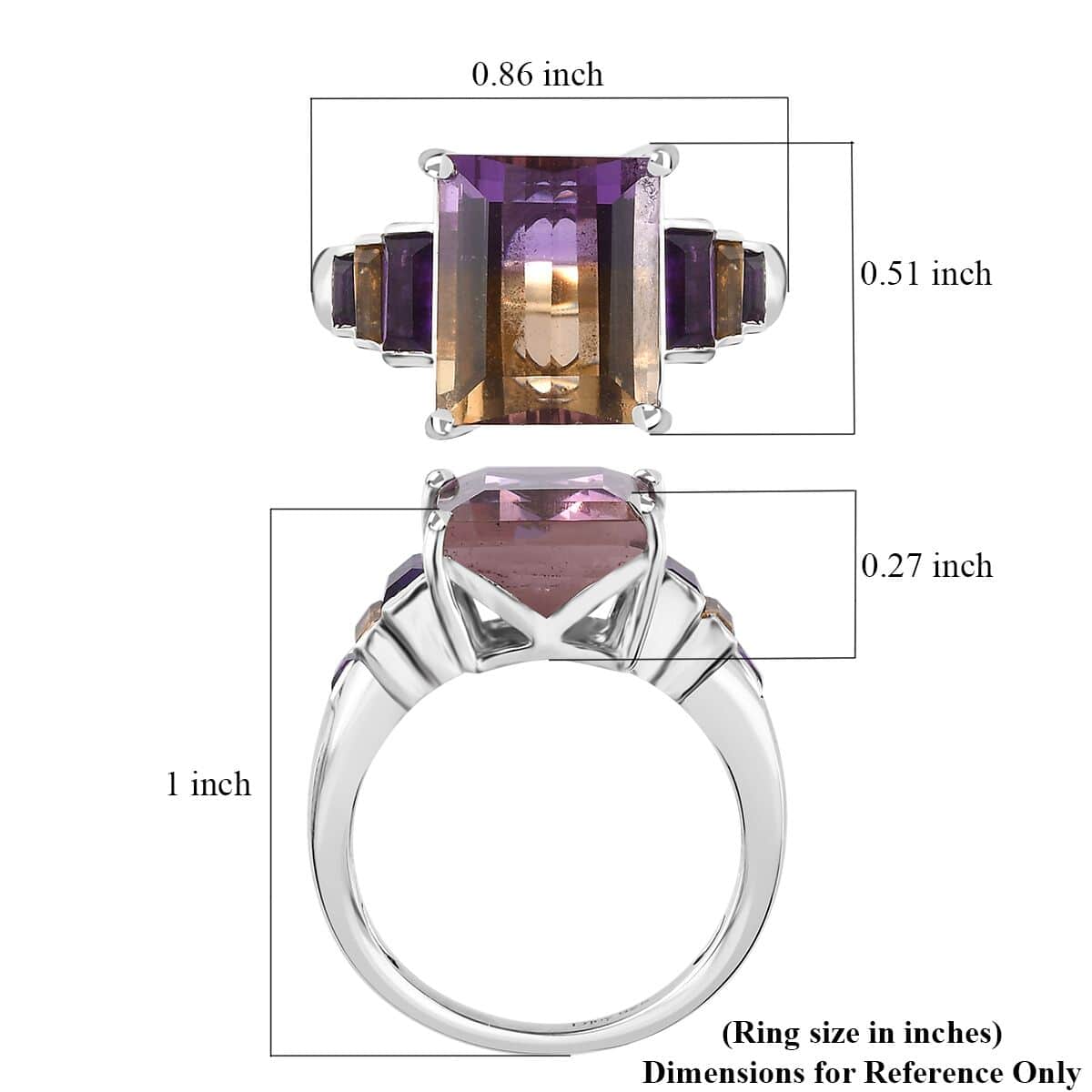 AAA Anahi Ametrine and Multi Gemstone Ring in Platinum Over Sterling Silver (Size 6.0) 5.90 ctw image number 5