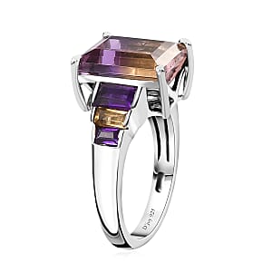 AAA Anahi Ametrine and Multi Gemstone Ring in Platinum Over Sterling Silver (Size 9.0) 5.90 ctw
