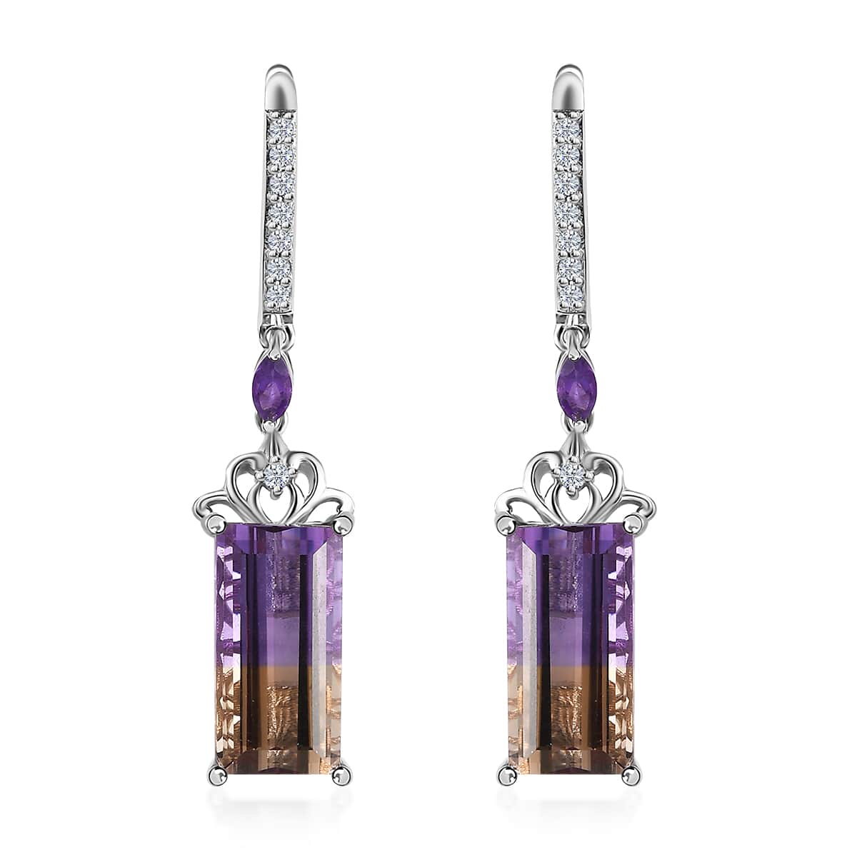 AAA Anahi Ametrine and Multi Gemstone Dangling Earrings in Platinum Over Sterling Silver 12.80 ctw image number 0