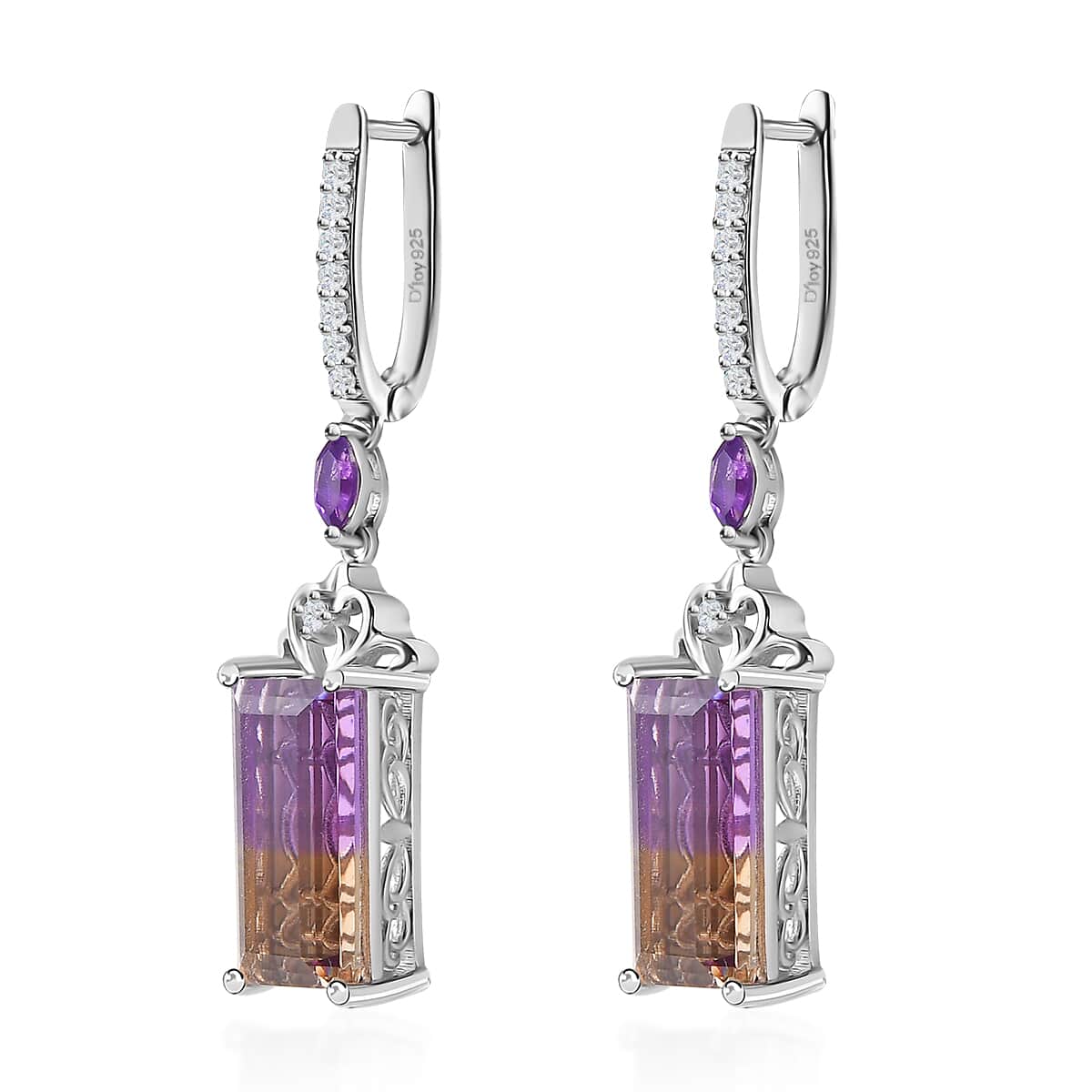 AAA Anahi Ametrine and Multi Gemstone Dangling Earrings in Platinum Over Sterling Silver 12.80 ctw image number 3