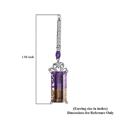 AAA Anahi Ametrine and Multi Gemstone Dangling Earrings in Platinum Over Sterling Silver 12.80 ctw