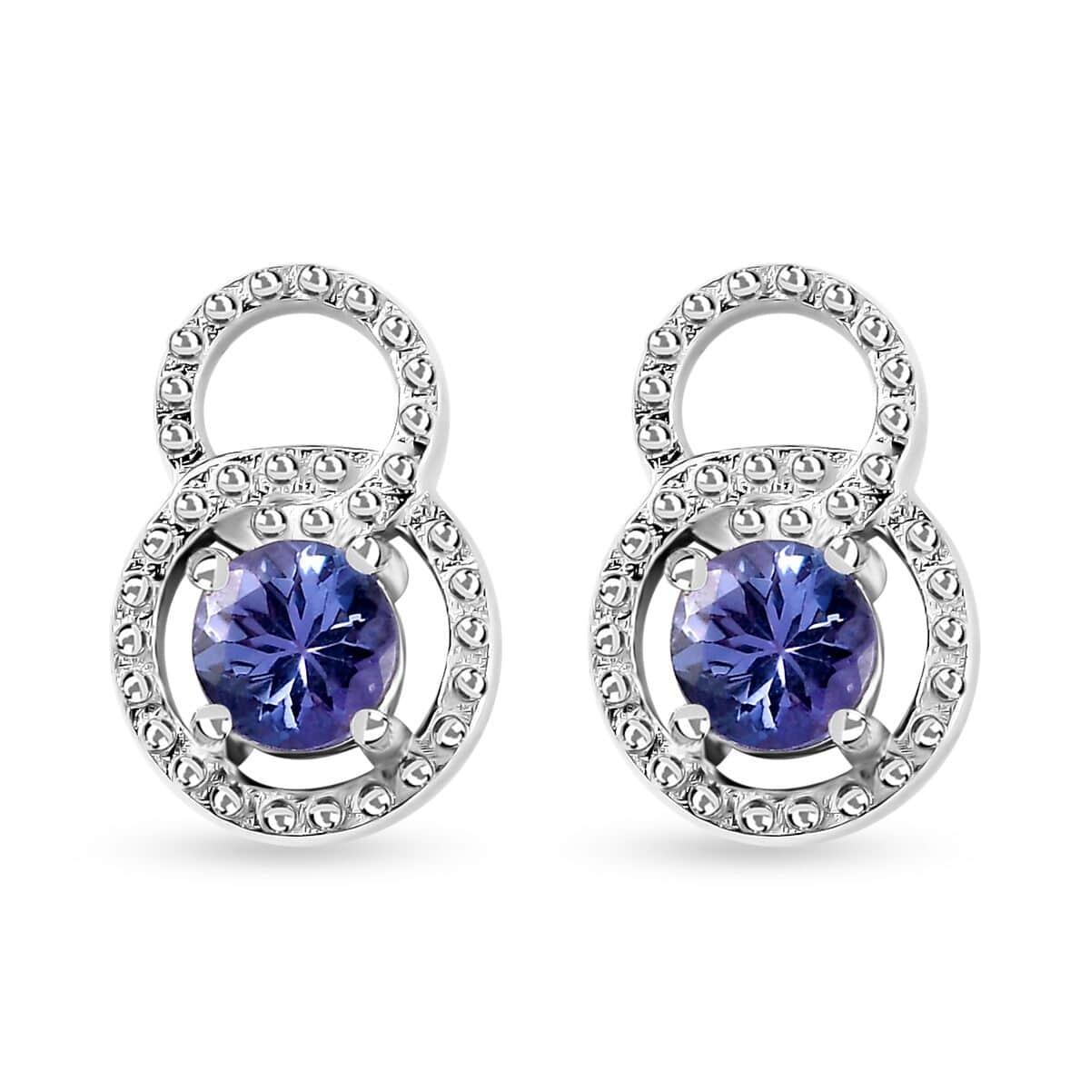 Tanzanite Stud Earrings in Platinum Over Sterling Silver 0.60 ctw image number 0