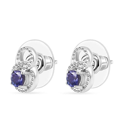 Tanzanite Stud Earrings in Platinum Over Sterling Silver 0.60 ctw