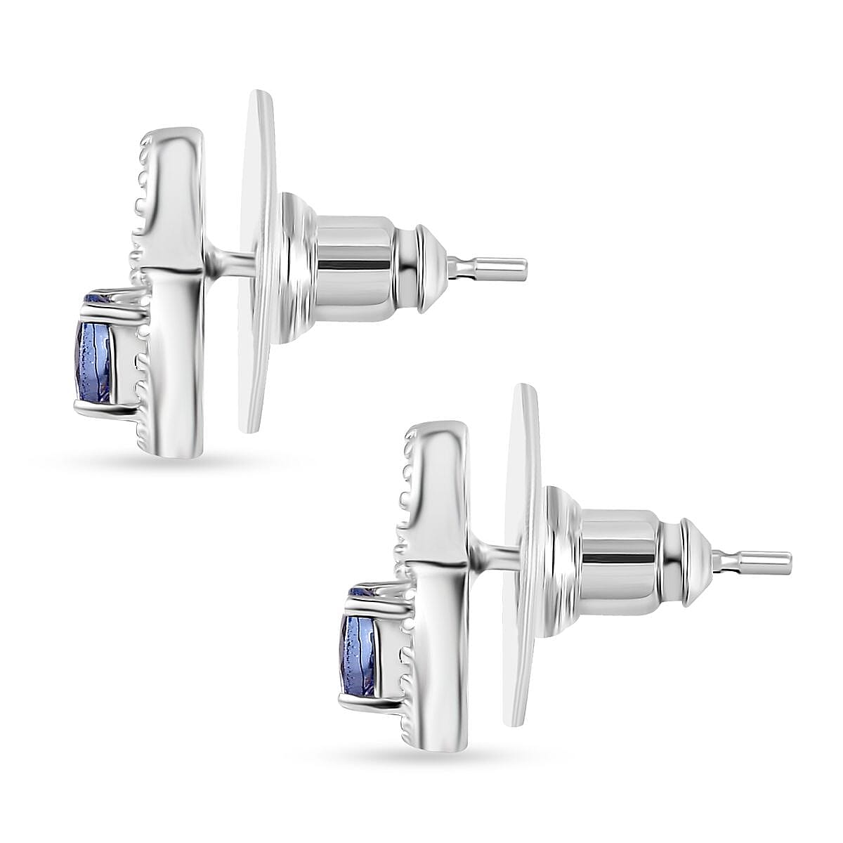 Tanzanite Stud Earrings in Platinum Over Sterling Silver 0.60 ctw