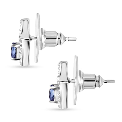 Tanzanite Stud Earrings in Platinum Over Sterling Silver 0.60 ctw