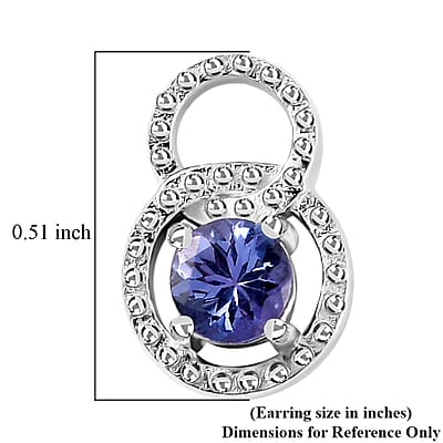 Tanzanite Stud Earrings in Platinum Over Sterling Silver 0.60 ctw