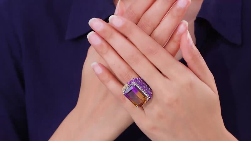 AAA Anahi Ametrine, Multi Gemstone Ring in Platinum Over Sterling Silver (Size 10.0) (Del. in 10-12 Days) 38.75 ctw