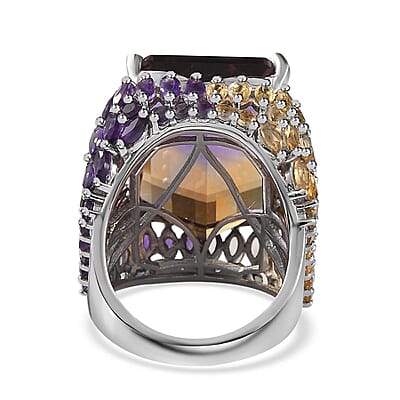 AAA Anahi Ametrine and Multi Gemstone Ring in Platinum Over Sterling Silver (Size 10.0) 34.80 ctw
