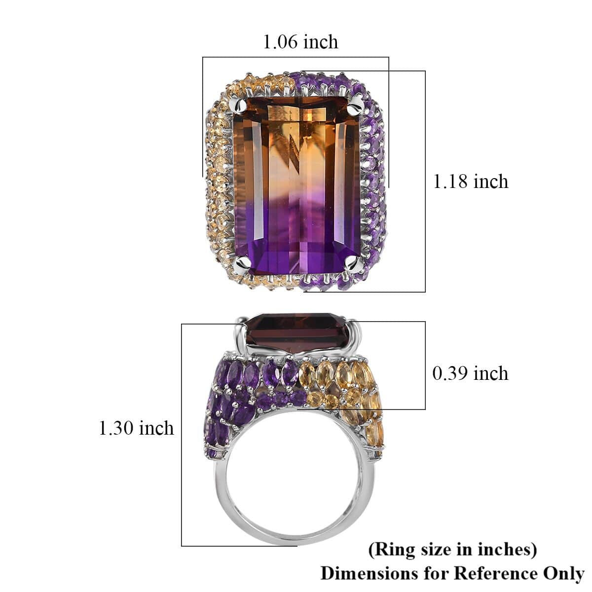 AAA Anahi Ametrine and Multi Gemstone Ring in Platinum Over Sterling Silver (Size 8.0) 34.80 ctw image number 5