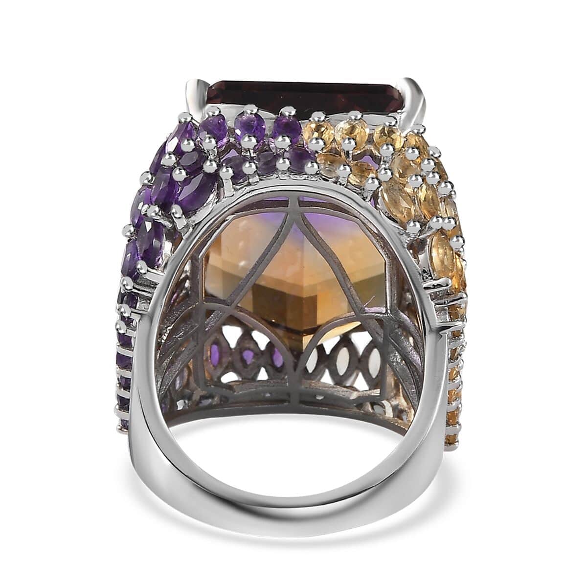AAA Anahi Ametrine and Multi Gemstone Ring in Platinum Over Sterling Silver (Size 9.0) 34.80 ctw image number 4