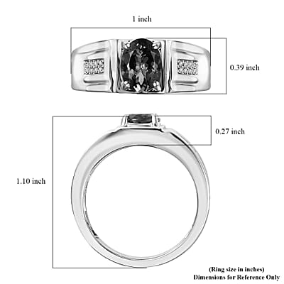 Luxoro 14K White Gold AAA Tanzanite and G-H I2 Diamond Men's Ring (Size 10.0) 7.15 Grams 2.00 ctw