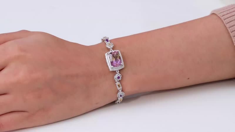 AAA Anahi Ametrine and Multi Gemstone Bracelet in Platinum Over Sterling Silver (7.25 In) 12.10 ctw