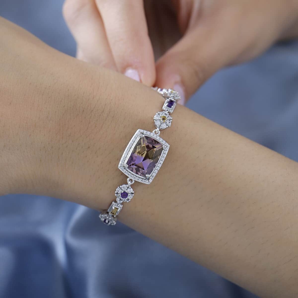 AAA Anahi Ametrine and Multi Gemstone Bracelet in Platinum Over Sterling Silver (7.25 In) 12.10 ctw image number 2