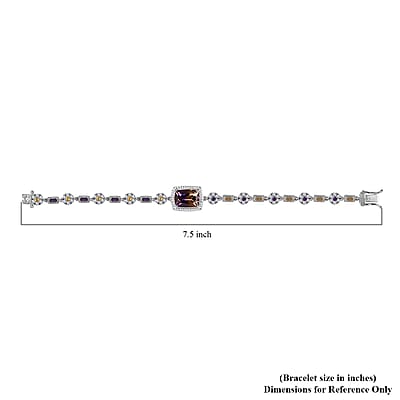 AAA Anahi Ametrine and Multi Gemstone Bracelet in Platinum Over Sterling Silver (7.25 In) 12.10 ctw