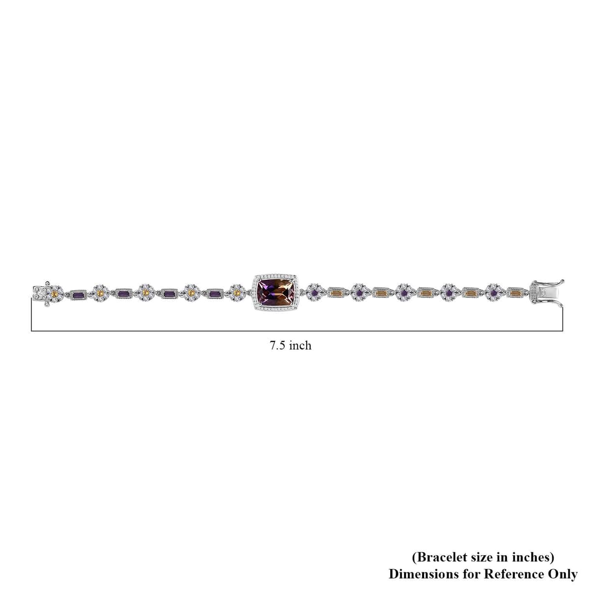 AAA Anahi Ametrine and Multi Gemstone Bracelet in Platinum Over Sterling Silver (7.25 In) 12.10 ctw image number 4