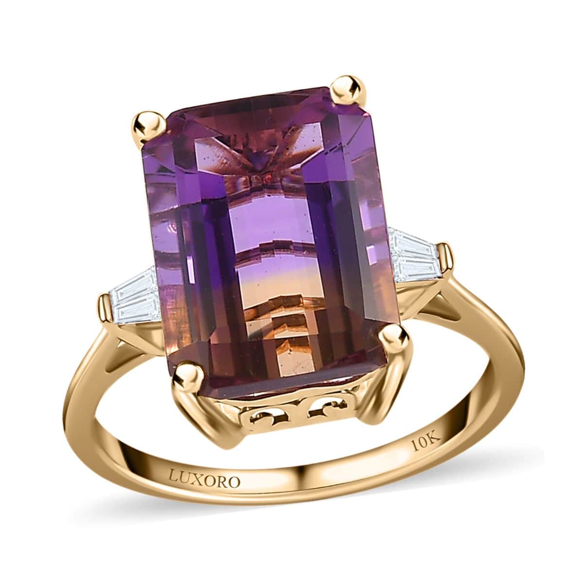 Luxoro 10K Yellow Gold AAA Anahi Ametrine, Diamond (G-H, I2) Ring (Size 10.0) 7.70 ctw image number 0