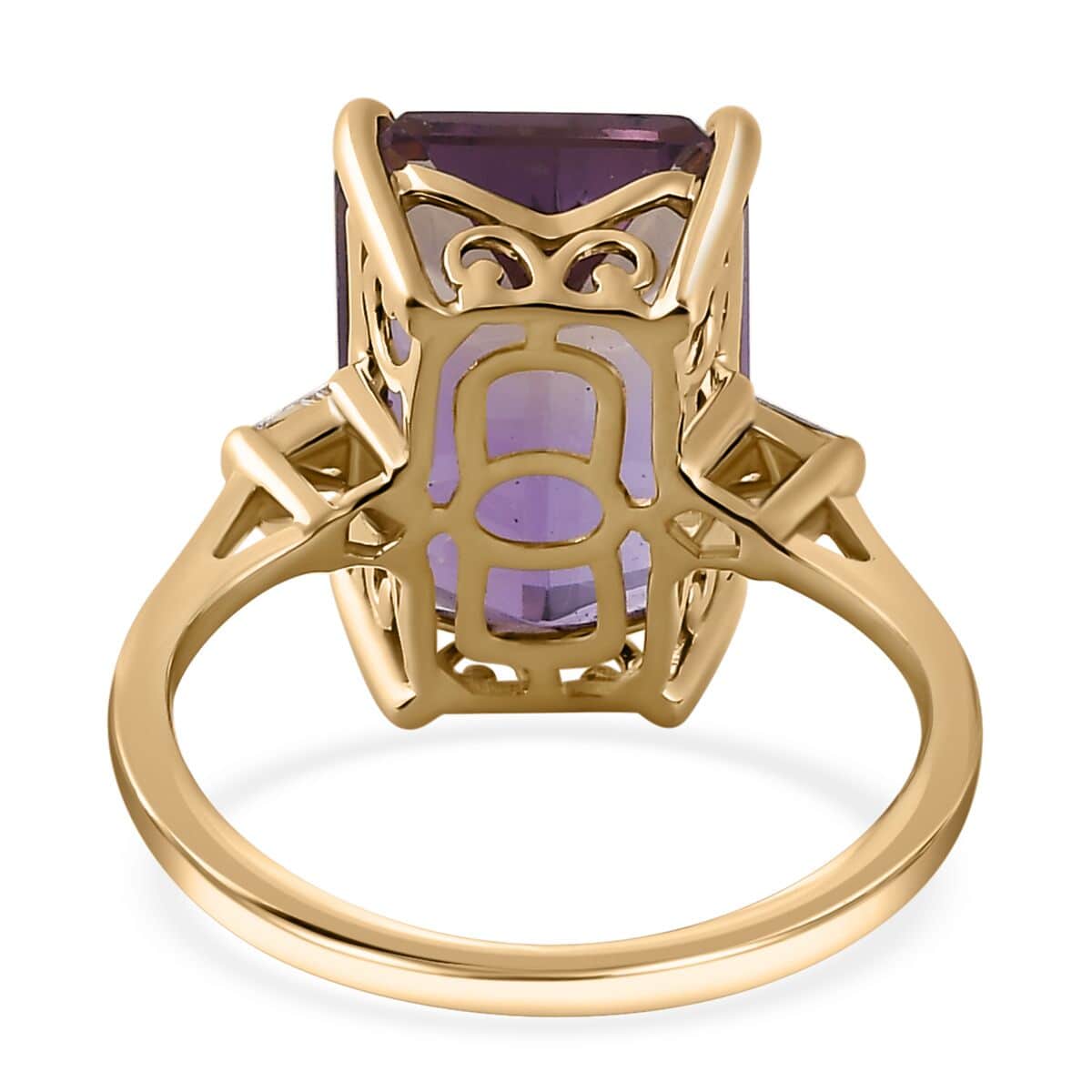 Luxoro 10K Yellow Gold AAA Anahi Ametrine, Diamond (G-H, I2) Ring (Size 10.0) 7.70 ctw image number 4