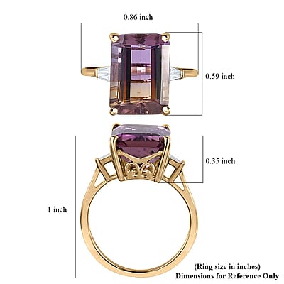 Luxoro 10K Yellow Gold AAA Anahi Ametrine, Diamond (G-H, I2) Ring (Size 10.0) 7.65 ctw