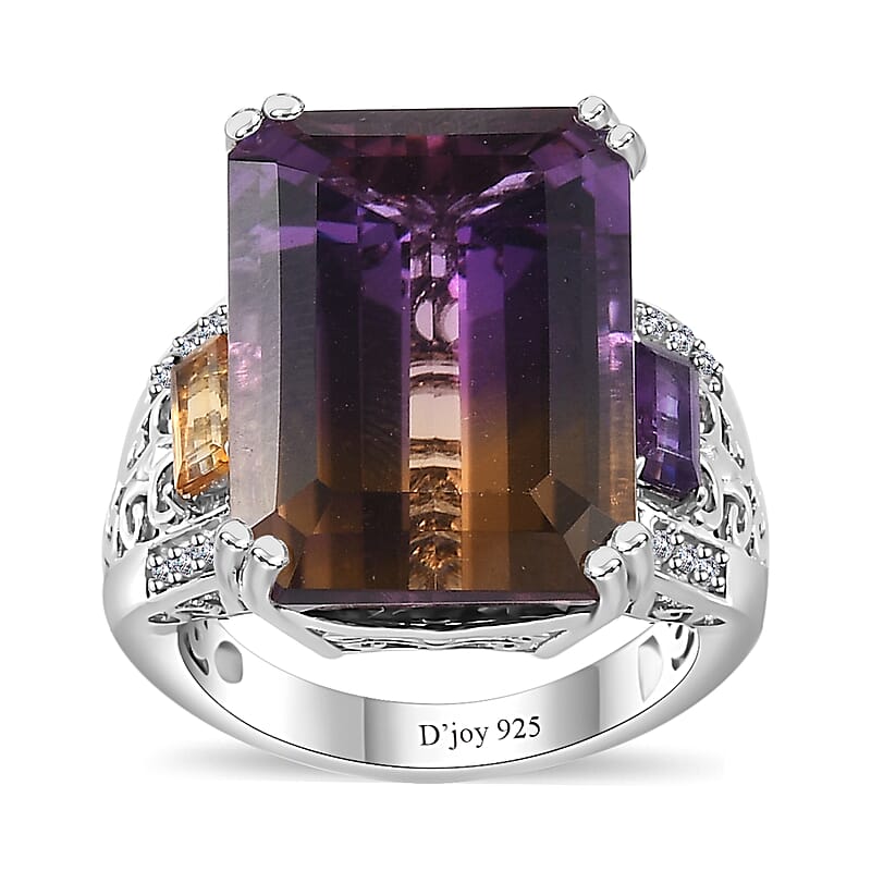 AAA Anahi Ametrine and Multi Gemstone Ring in Platinum Over Sterling Silver (Size 10.0) 16.65 ctw