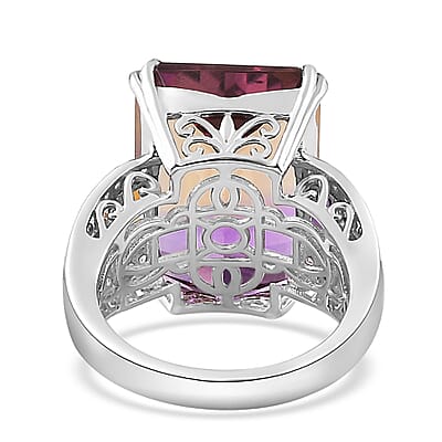 AAA Anahi Ametrine and Multi Gemstone Ring in Platinum Over Sterling Silver (Size 10.0) 16.65 ctw