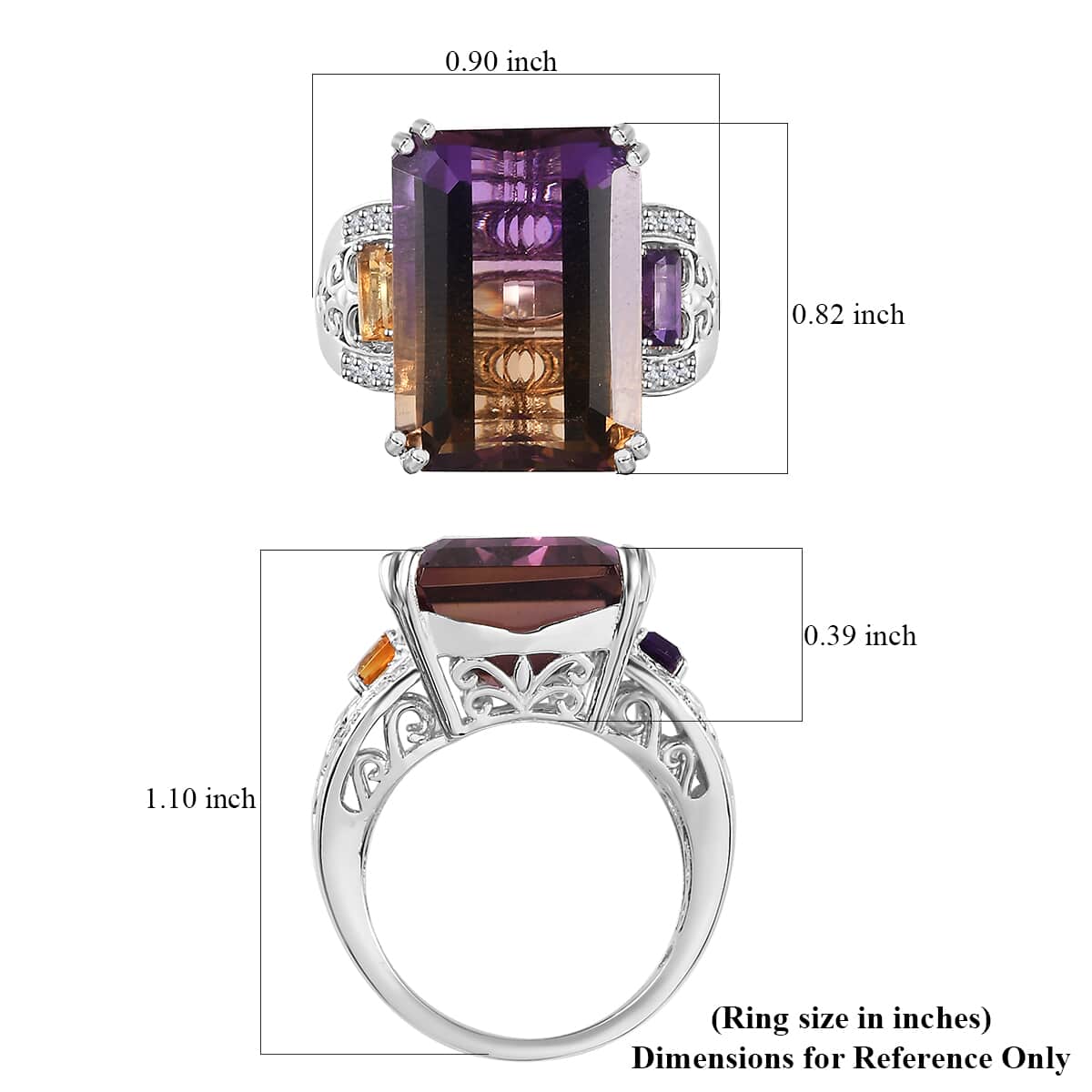 AAA Anahi Ametrine and Multi Gemstone Ring in Platinum Over Sterling Silver (Size 10.0) 16.65 ctw image number 5