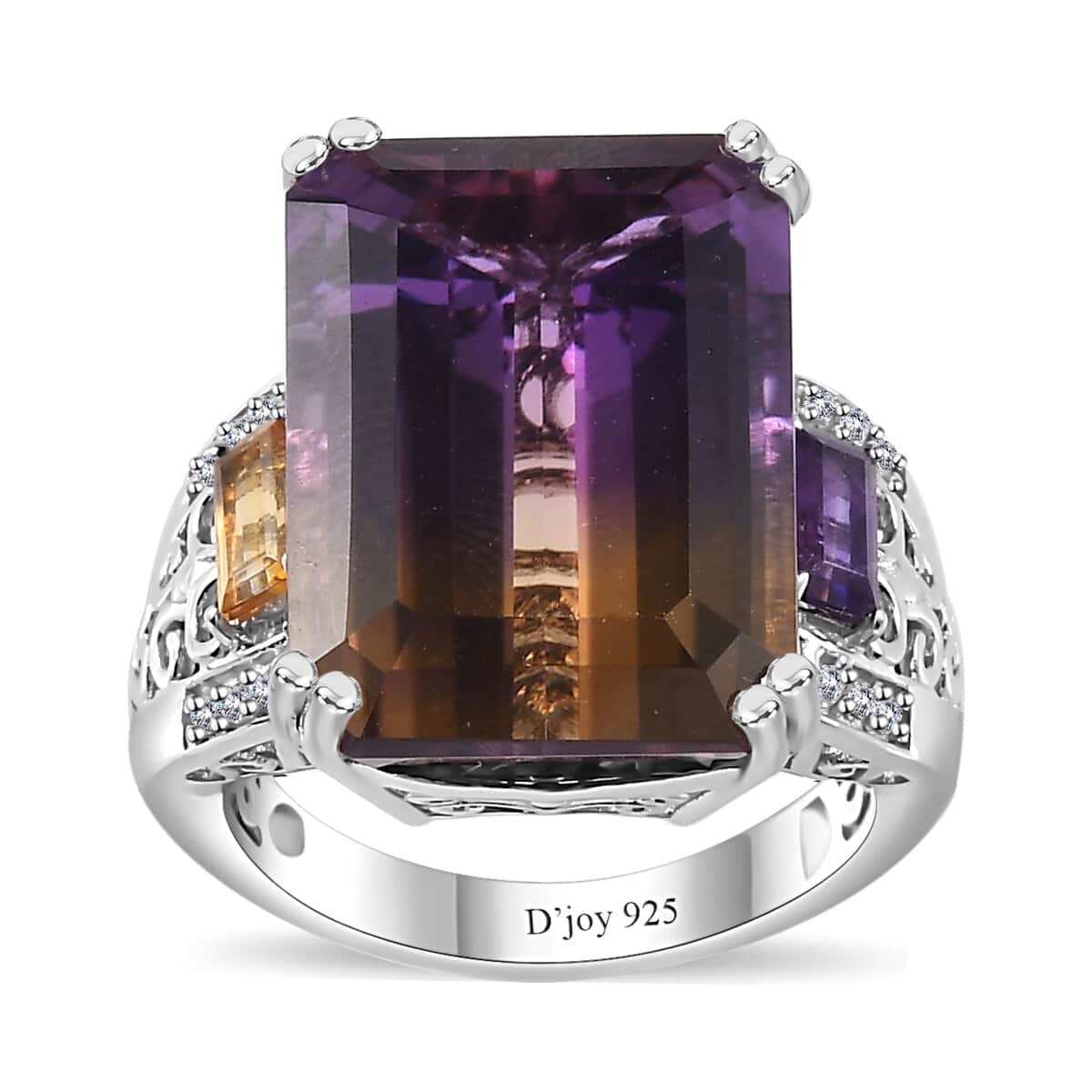 AAA Anahi Ametrine and Multi Gemstone Ring in Platinum Over Sterling Silver (Size 6.0) 16.65 ctw image number 0