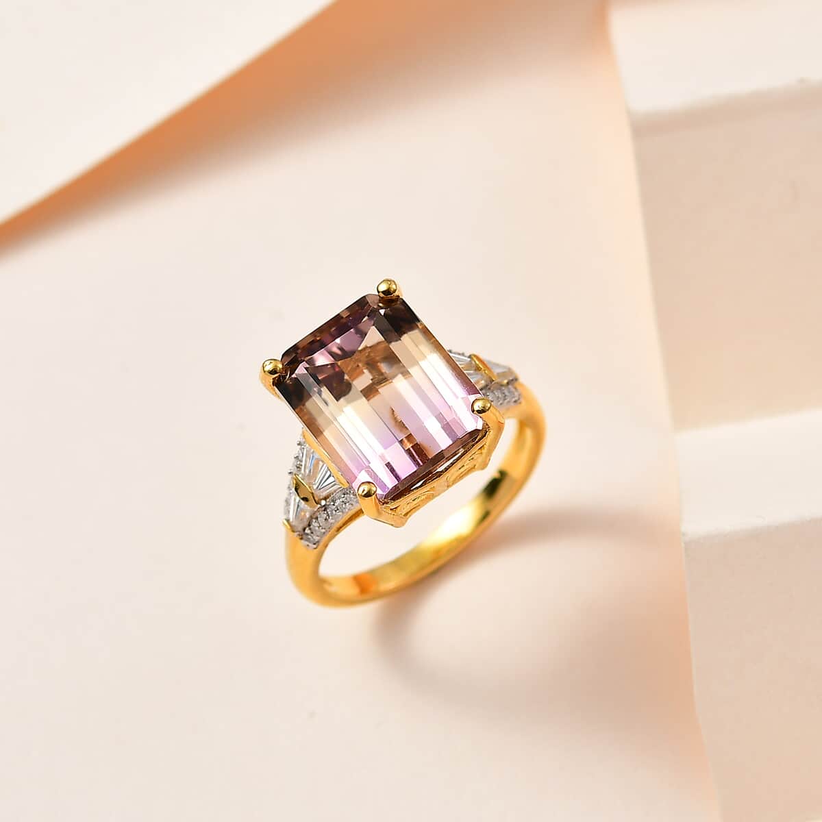 AAA Anahi Ametrine and Moissanite Ring in Vermeil Yellow Gold Over Sterling Silver (Size 10.0) 6.65 ctw image number 1