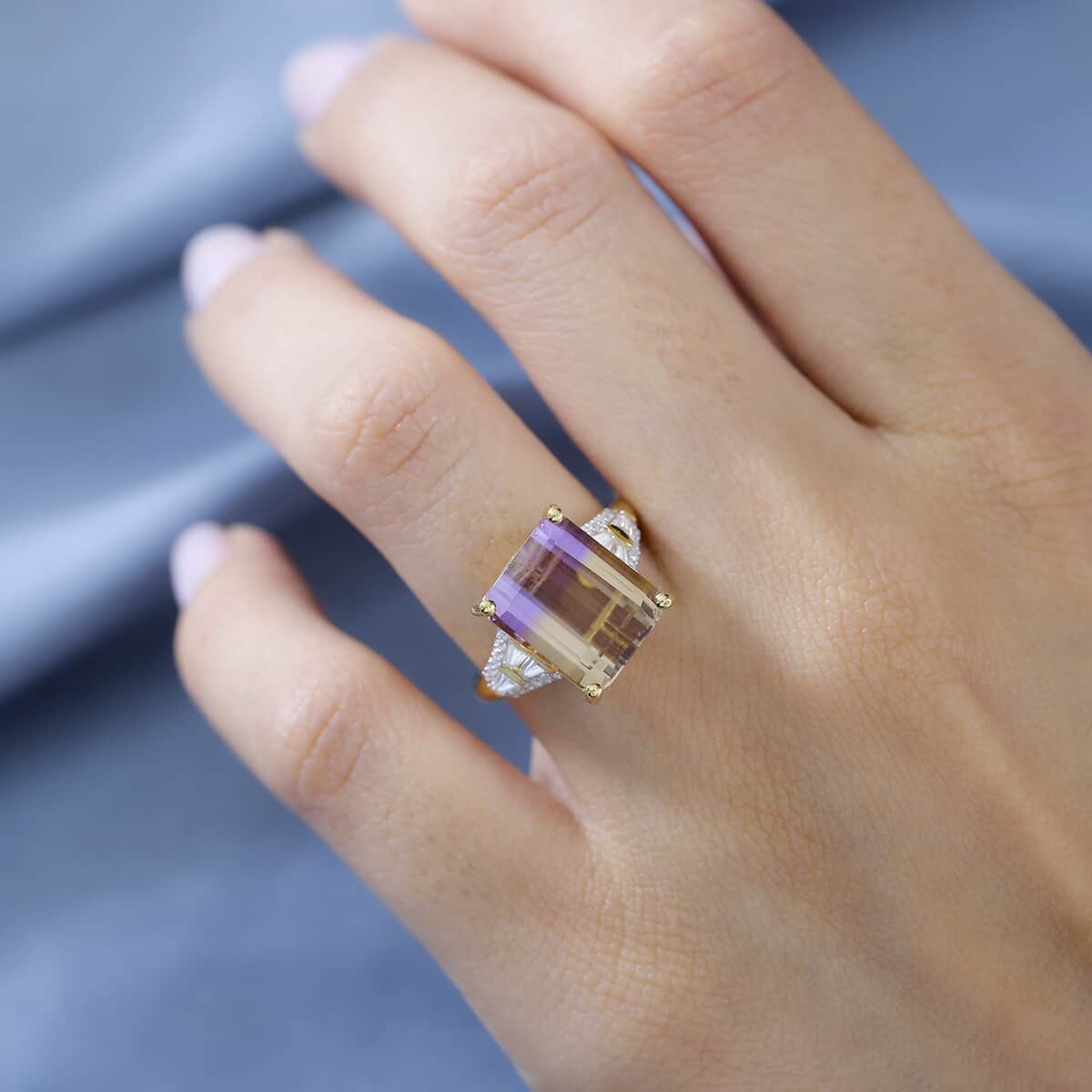 AAA Anahi Ametrine and Moissanite Ring in Vermeil Yellow Gold Over Sterling Silver (Size 10.0) 6.65 ctw image number 2