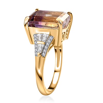 AAA Anahi Ametrine and Moissanite Ring in Vermeil Yellow Gold Over Sterling Silver (Size 10.0) 6.65 ctw
