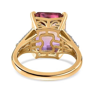 AAA Anahi Ametrine and Moissanite Ring in Vermeil Yellow Gold Over Sterling Silver (Size 10.0) 6.65 ctw