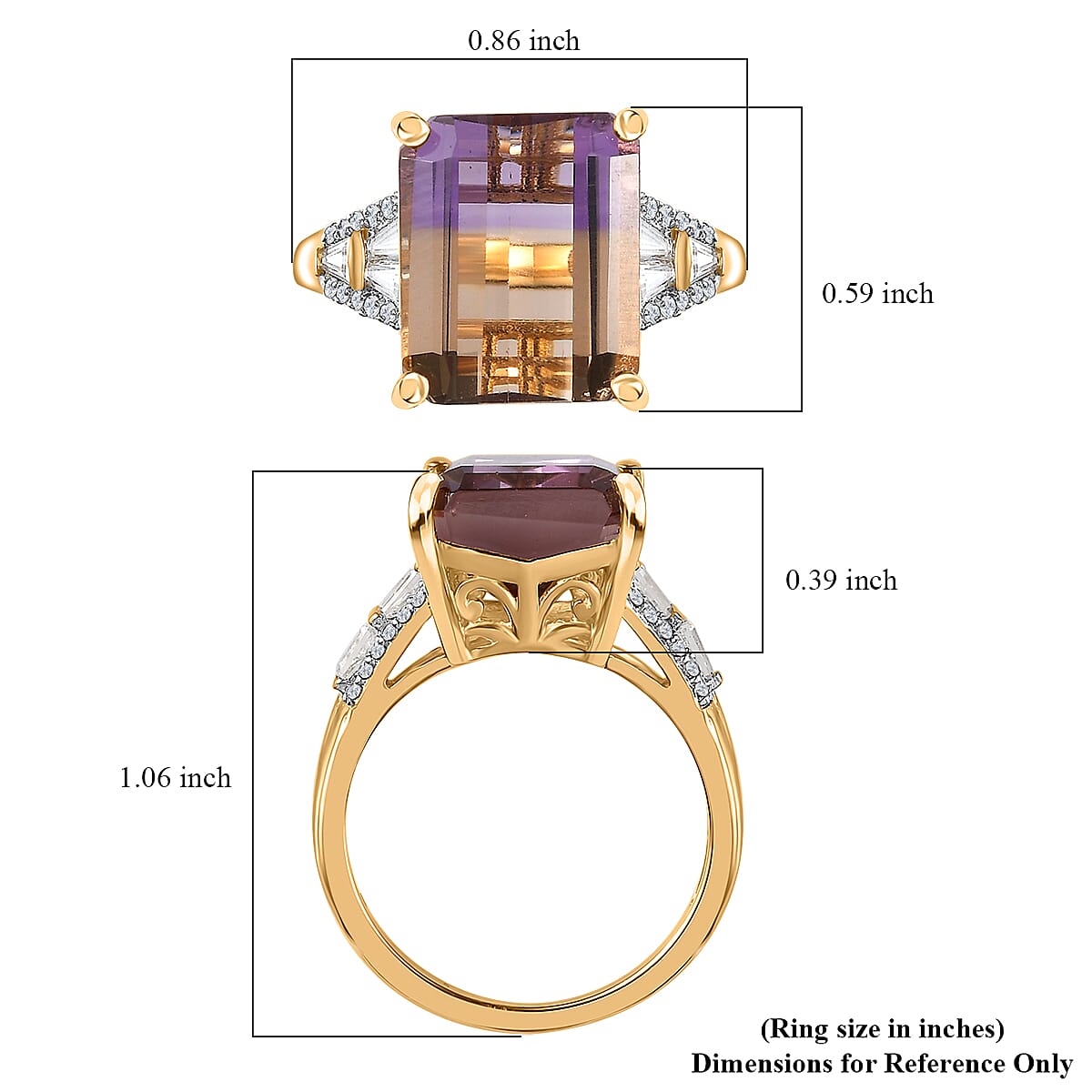 AAA Anahi Ametrine and Moissanite Ring in Vermeil Yellow Gold Over Sterling Silver (Size 10.0) 6.65 ctw