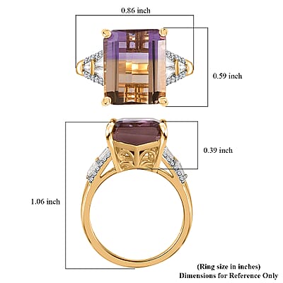 AAA Anahi Ametrine and Moissanite Ring in Vermeil Yellow Gold Over Sterling Silver (Size 10.0) 6.65 ctw