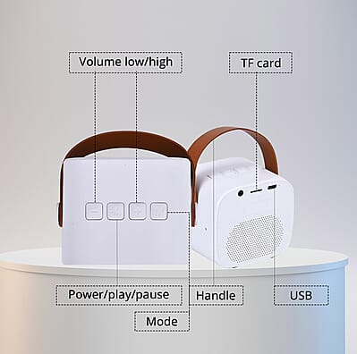 White Mini Speaker with 2 Wireless Microphone with Bluetooth