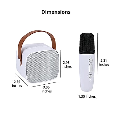 White Mini Speaker with 2 Wireless Microphone with Bluetooth
