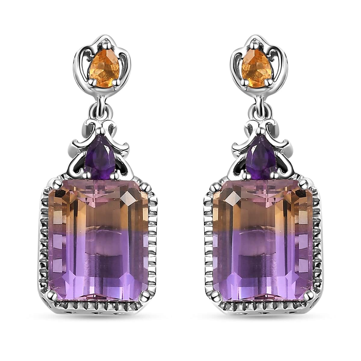 AAA Anahi Ametrine and Multi Gemstone Dangle Earrings in Platinum Over Sterling Silver 13.75 ctw image number 0