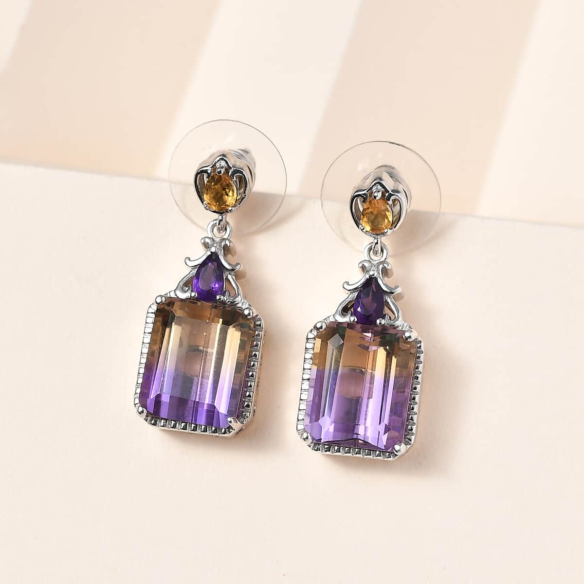 AAA Anahi Ametrine and Multi Gemstone Dangle Earrings in Platinum Over Sterling Silver 13.75 ctw image number 1