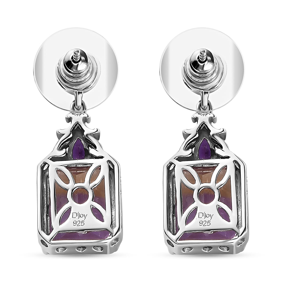 D'Joy AAA Anahi Ametrine and Multi Gemstone Dangle Earrings in Platinum Over Sterling Silver 13.75 ctw