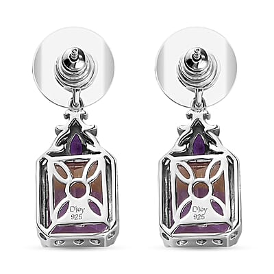 D'Joy AAA Anahi Ametrine and Multi Gemstone Dangle Earrings in Platinum Over Sterling Silver 13.75 ctw