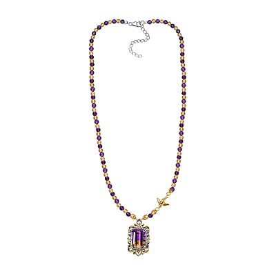 AAA Anahi Ametrine and Multi Gemstone Necklace 18 Inches in Vermeil YG and Platinum Over Sterling Silver 53.90 ctw